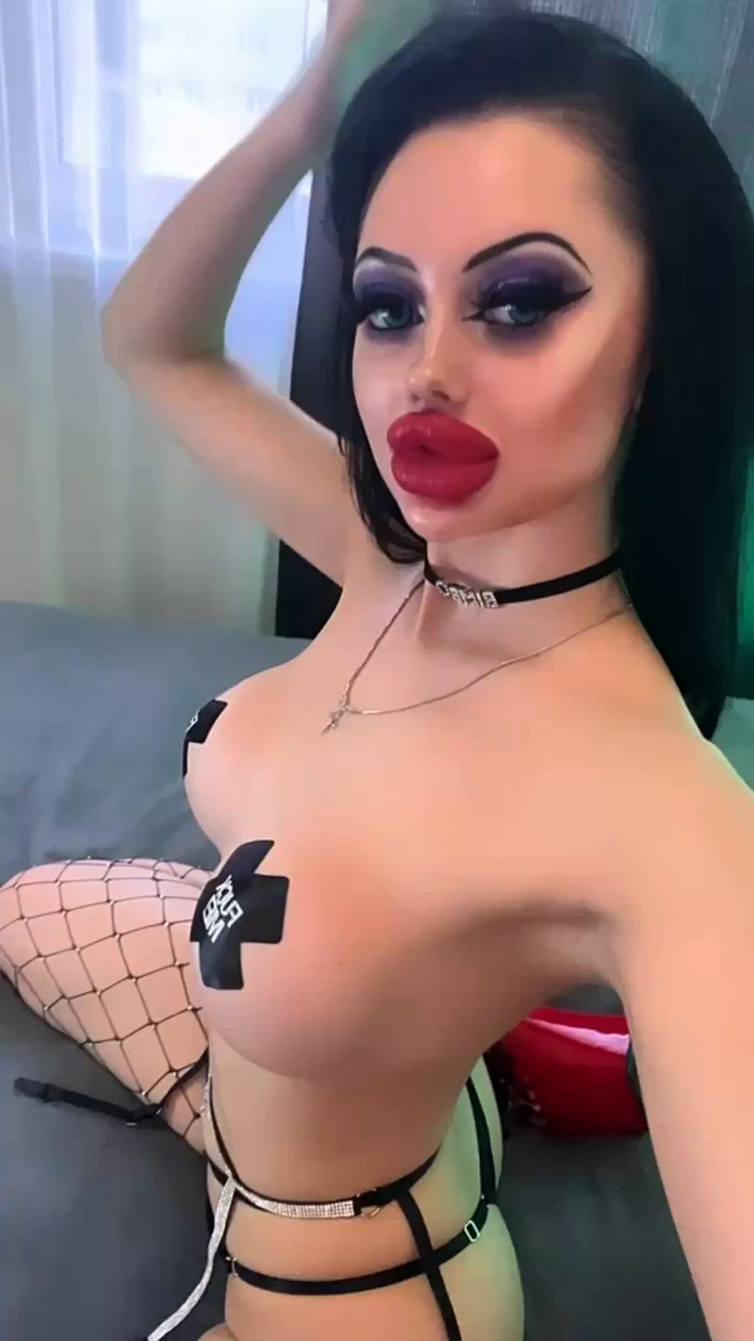 AlisonBeth <strong>@allison_alis</strong> in big fake tits bimbofication high heels fake lips brunette onlyfans big ass solo porn video