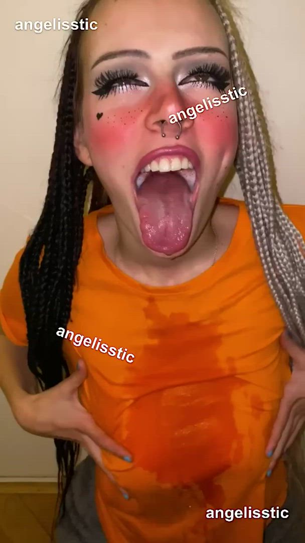Angelisstic_ <strong>@angelisstic</strong> in fetish tongue cum in mouth cum on tits cum swallow long tongue porn video