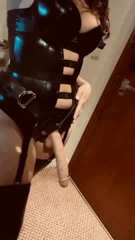 Baby Elle  <strong>@babyelleeeeee</strong> in strap on leather femdom porn video