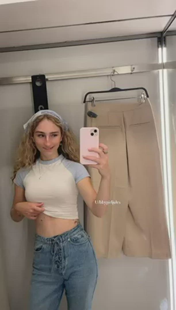 Bbygirljules  <strong>@bbygirljules</strong> in nipple piercing dressing room boobs porn video