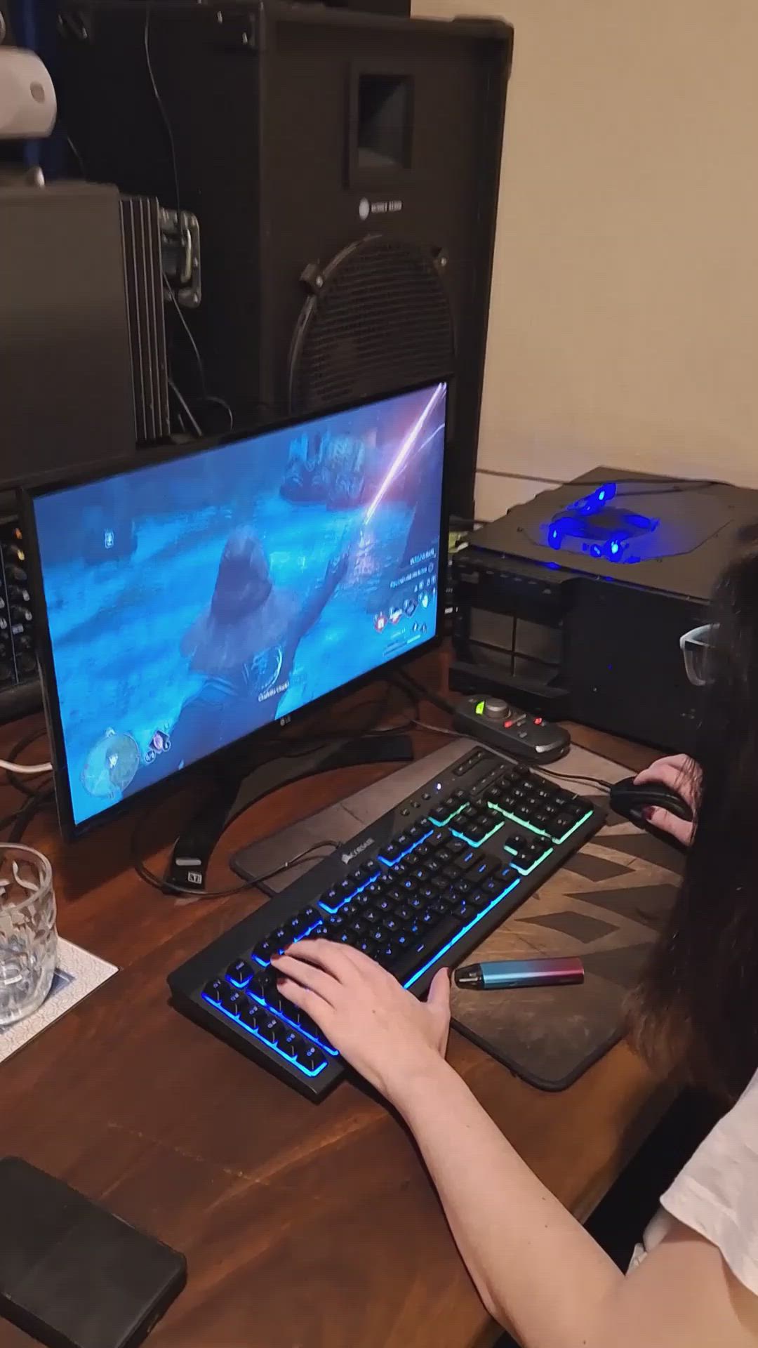CuteAssNerdyGirl <strong>@cuteassnerdygirlvip</strong> in real couple gamer girl deepthroat brunette amateur blowjob porn video
