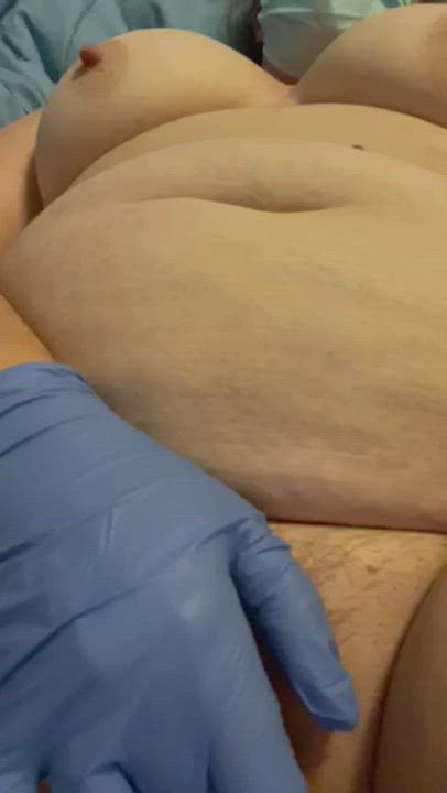 Dixie Rect  <strong>@nursedixie</strong> in medical fetish latex gloves masturbating hairy pussy fingering big tits porn video
