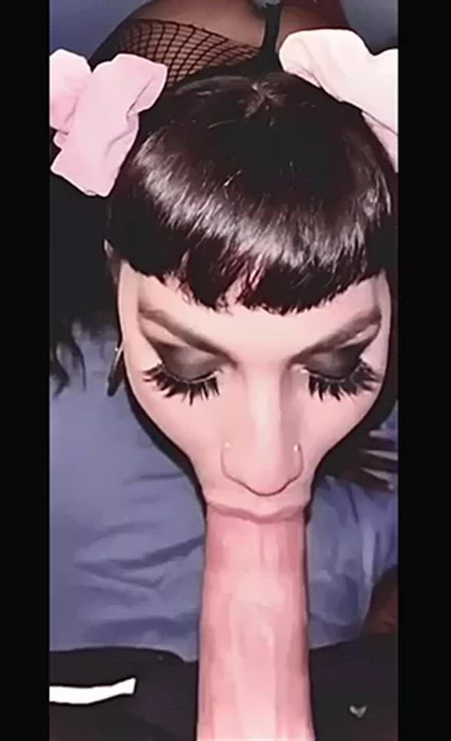 Felix Moss <strong>@felixmoss</strong> in throat fuck thick cock big dick pigtails amateur blowjob gagging goth teen porn video