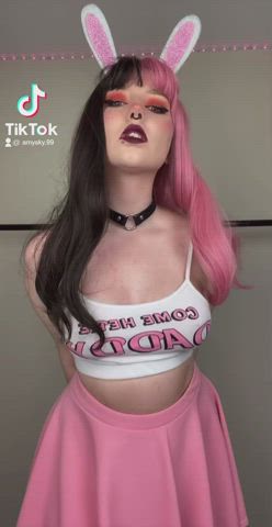 Amysky99 <strong>@amyrenasky</strong> in nipple piercing bunny emo porn video