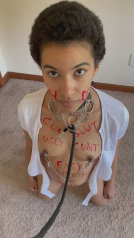 HoneyVulture <strong>@honeyvulture</strong> in nipple clamps small tits amateur bondage ebony bdsm porn video