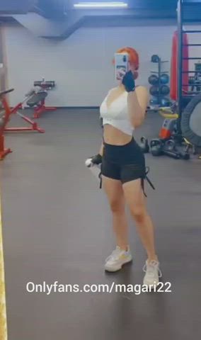Magari22 <strong>@magari22</strong> in waist tiny big tits homemade amateur fitness gym porn video