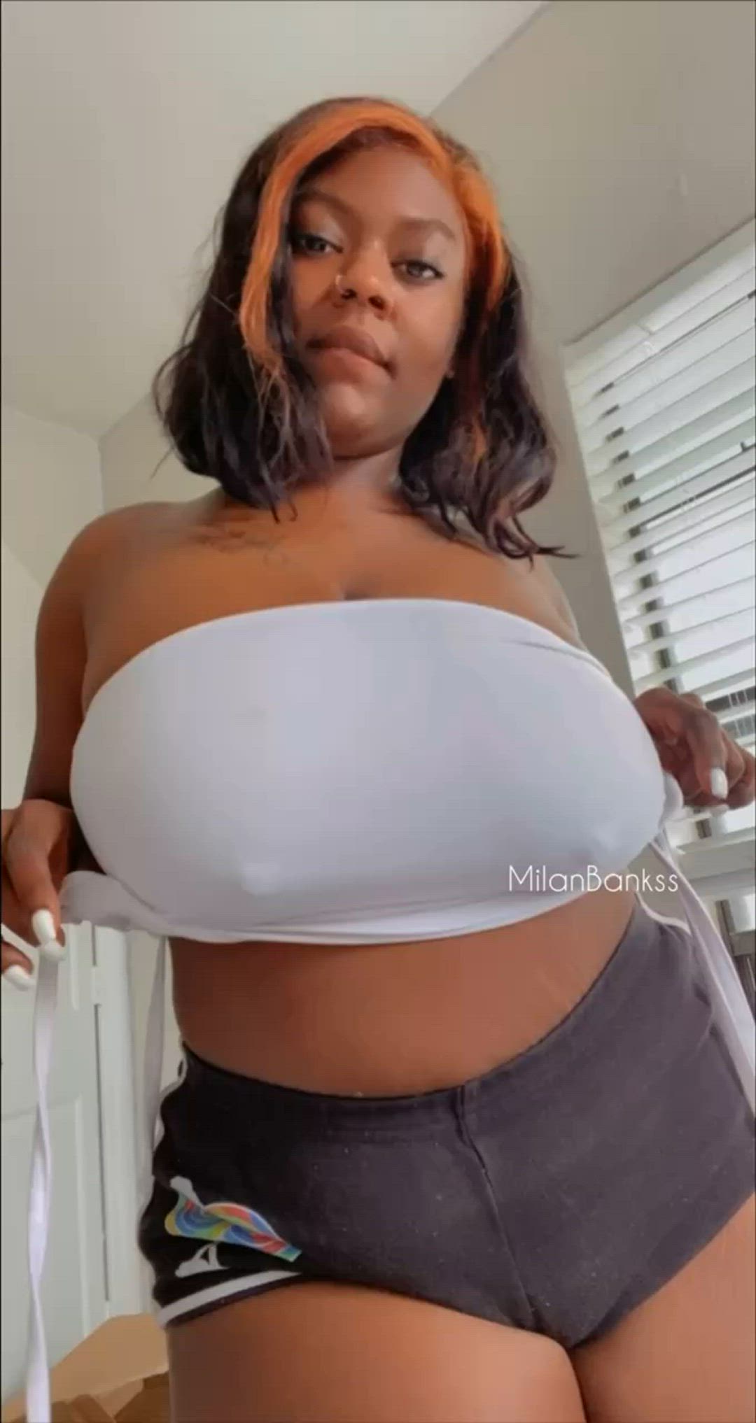 MilanBankss <strong>@milanbankss</strong> in big bouncing natural tits titty drop censored femdom ebony beta porn video