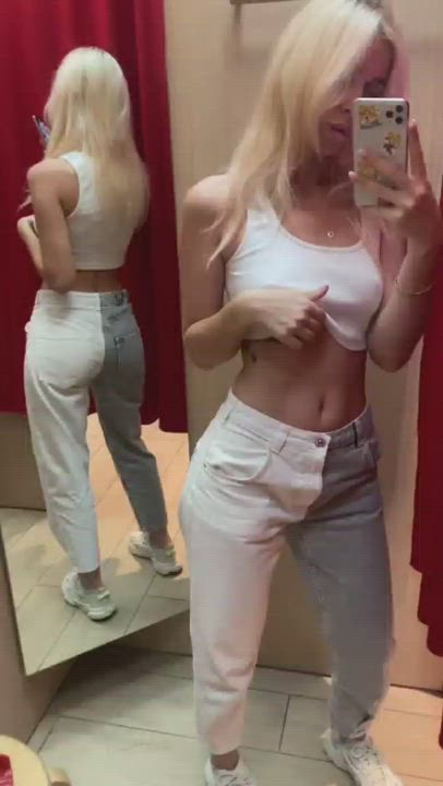 Smarzh <strong>@nectarinka</strong> in dressing room natural tits girlfriend onlyfans porn video