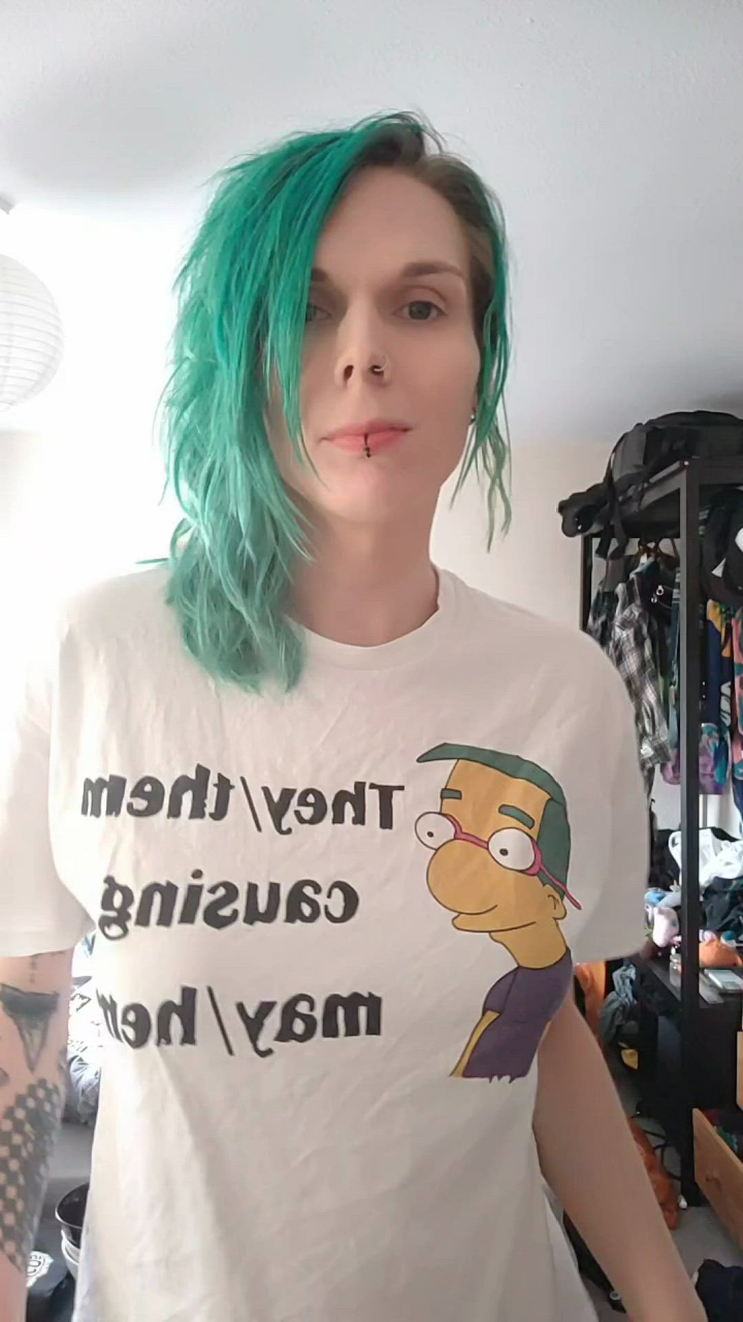 Transvalentine <strong>@queerlyinteresting</strong> in big huge natural tits onlyfans boobs porn video