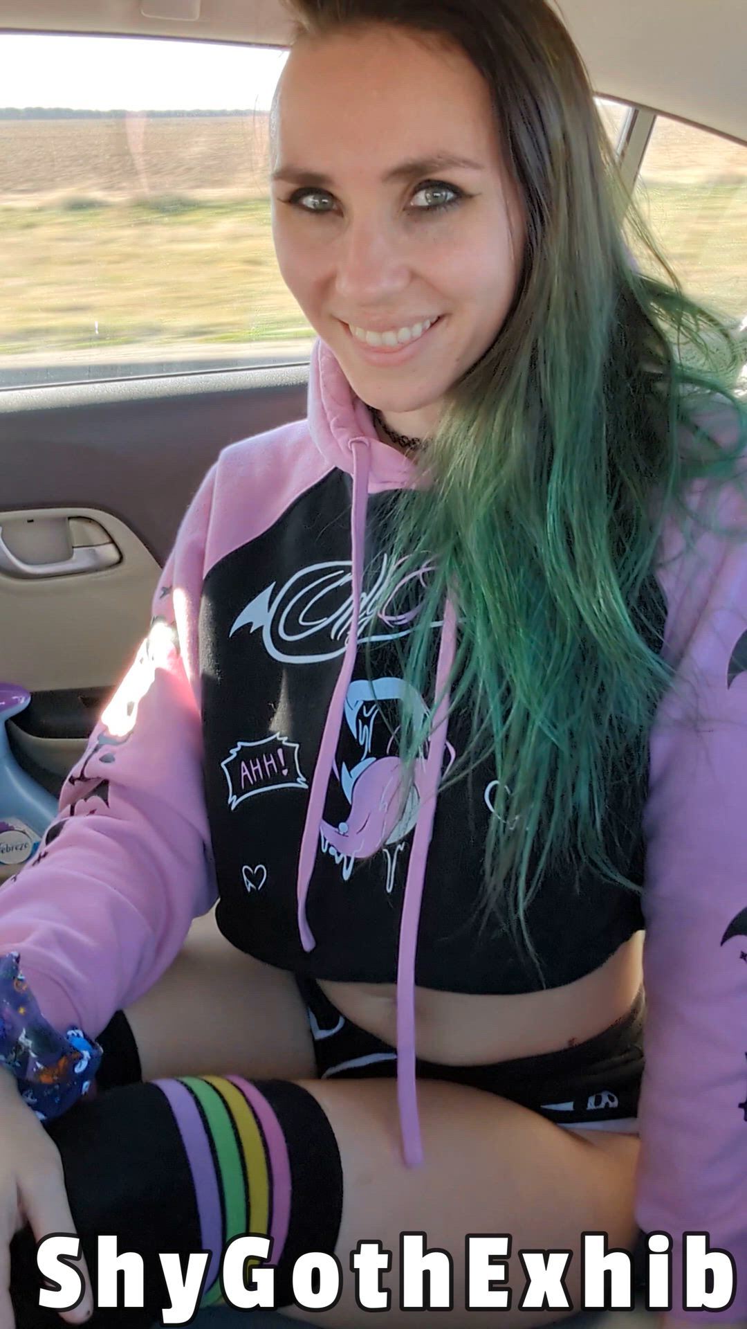 Car porn video with onlyfans model ShyGothExhib <strong>@shygothexhib</strong>